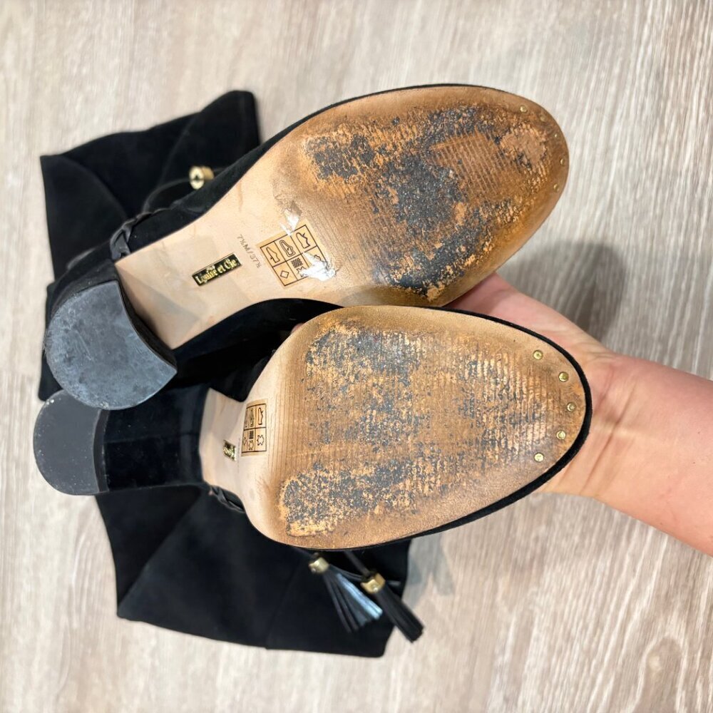 Louise et Cie Black Suede High Knee - Boots sz US 7.5 - Picture 10 of 11